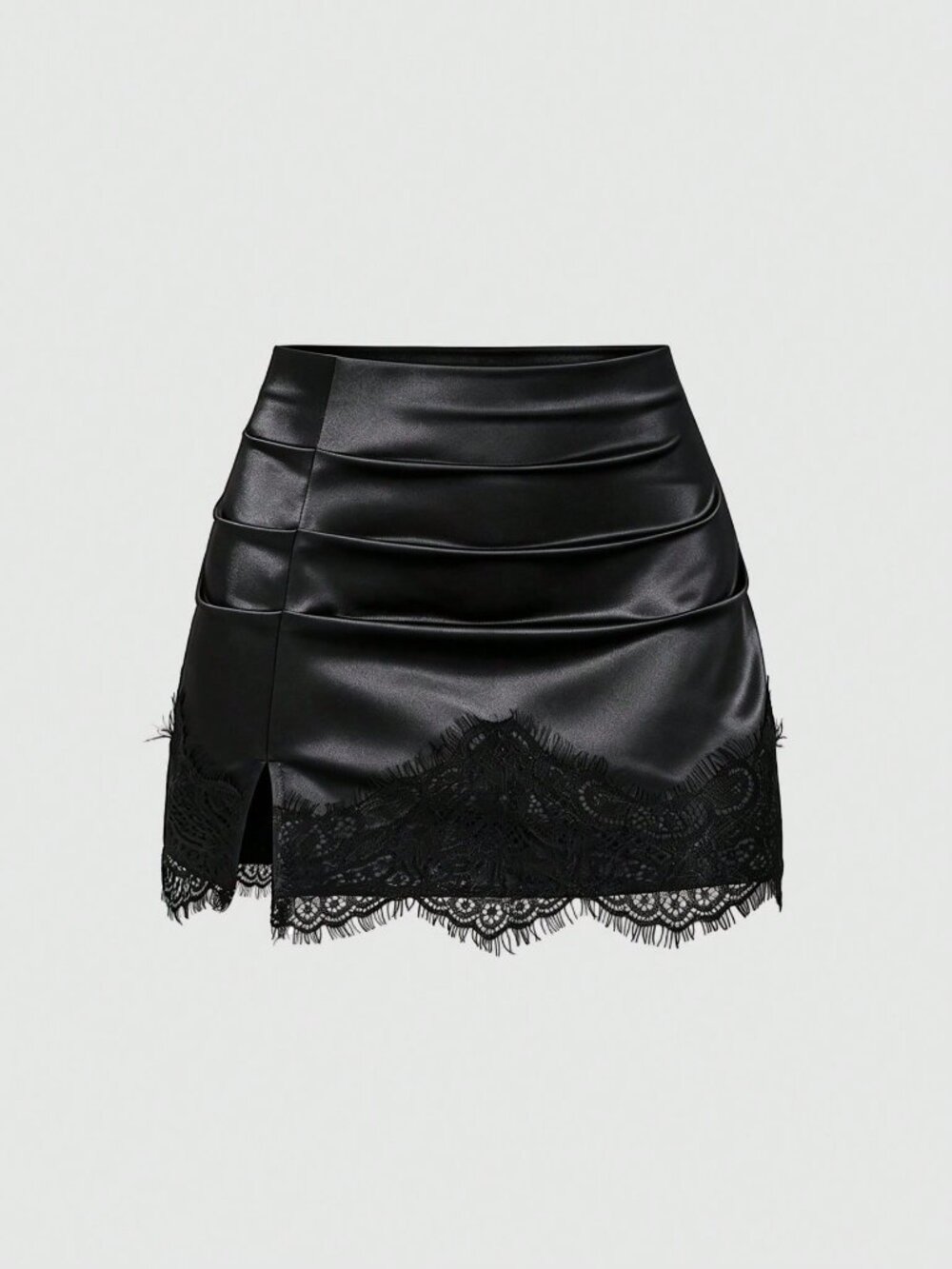 Black Elegant Women's Minimalist Tight Lace Patchwork Short Skirt